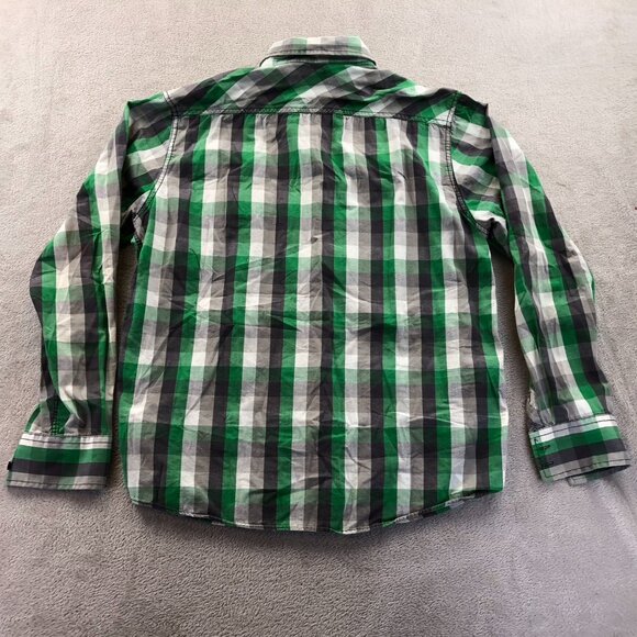 Eighty Eight Mens Shirt Large Long Sleeve Green Plaid Button-Up Casual Western - Picture 10 of 10